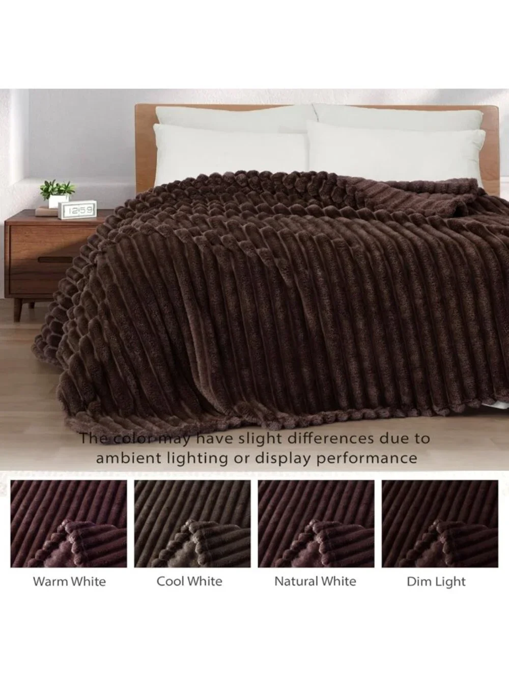 Super Soft Striped Fleece Throw Blanket, Cozy Lightweight Bed Blanket, 50x60